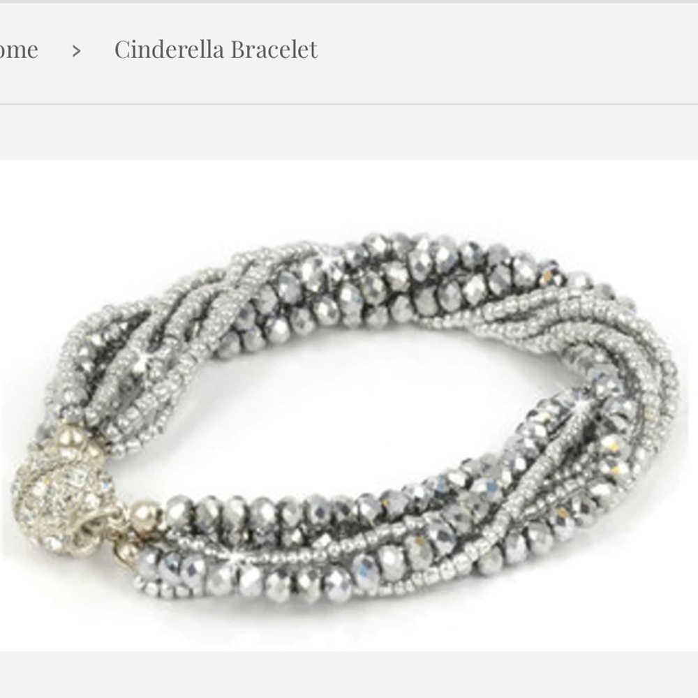 Cinderella bracelet by Halo silver rhinestone beaded magnetic clasp
